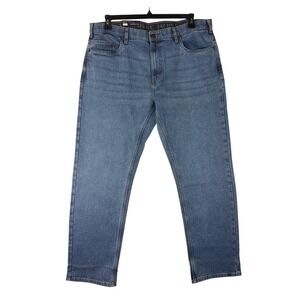 JACHS New York Mens 38x30 Straight Fit 5 Pocket Stretch Denim Jeans Light Wash